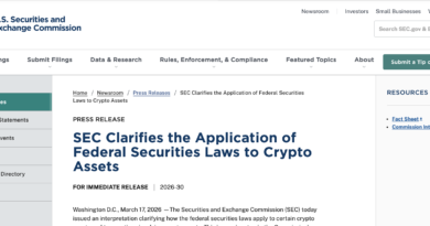 SEC press release - SEC Clarifies the Application of Federal Securities Laws to Crypto Assets, March 17 2026