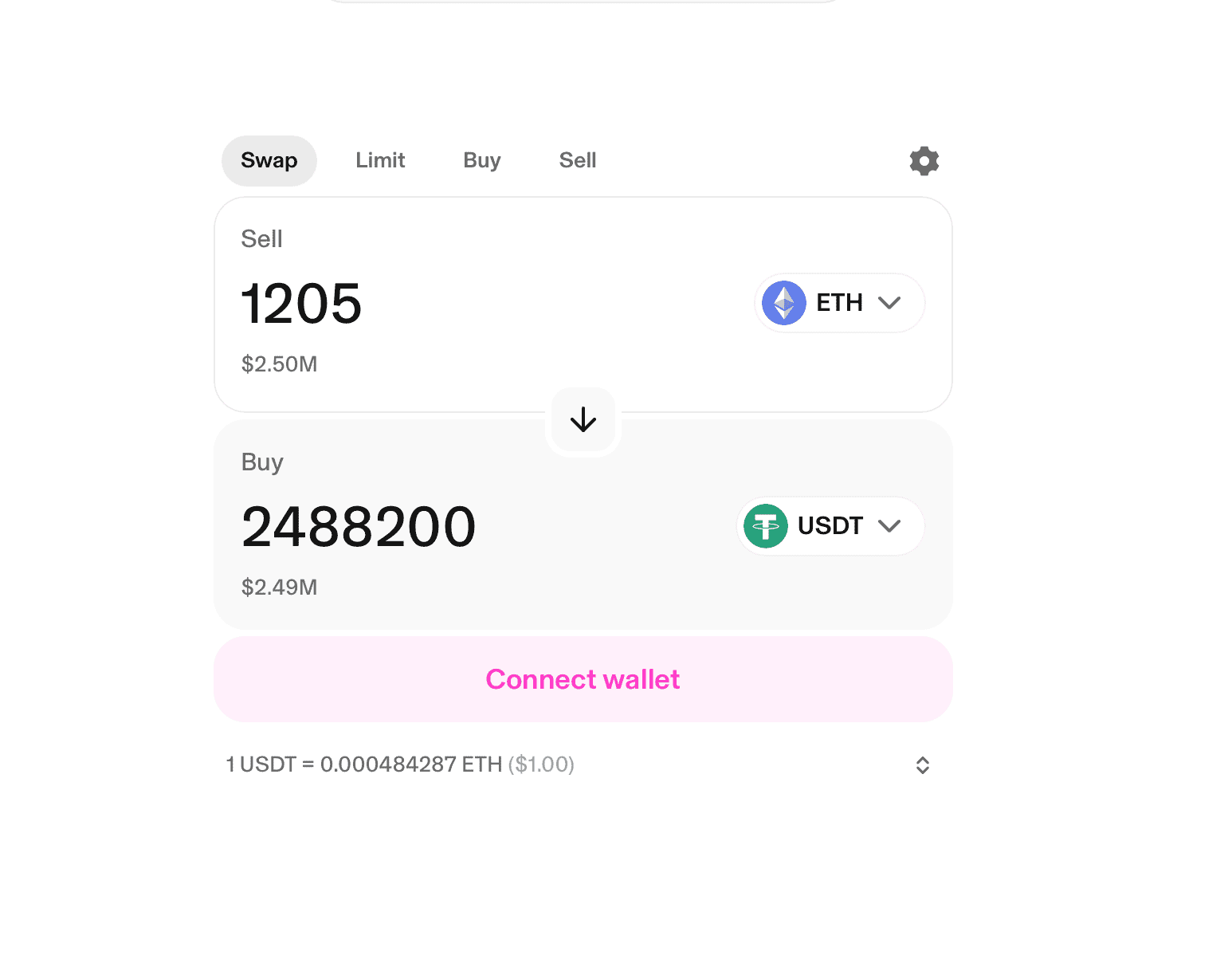 Uniswap decentralized exchange swap interface for trading crypto without KYC verification